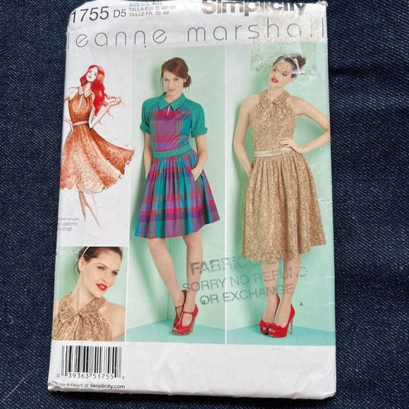 Simplicity 1755 Designer Dress Fit Flare Full Leanne Marshall Pattern 4 - 12 Unc - Picture 2 of 5
